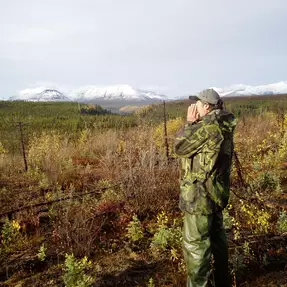 Jagd mit dem Elchruf, NWT, Kanada